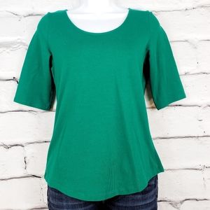 The Limited Green 3/4 Sleeve Top W/Zipper Sz M